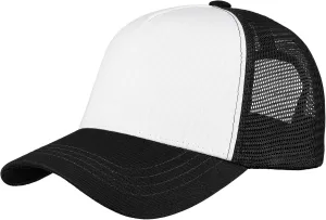 Falari 5-Panel Mesh Baseball Cap, Trucker Hat, Structured Plain Design, Cotton, Adjustable Size