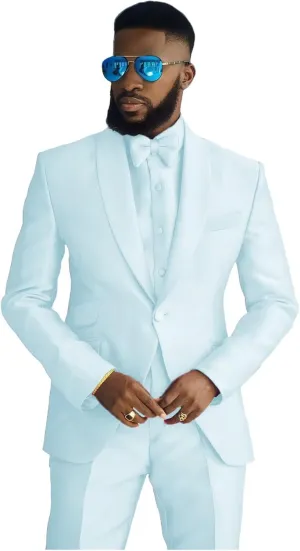 Fashion Satin Suits for Men Shawl Lapel Prom Tuxedos 2 Pcs Coat Trousers Regular Fit Blazer Pants for Evening Party
