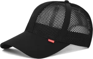 FEICUI Men Mesh Trucker Baseball Cap Adjustable 6-Panel Hat Outdoor Sports Wear