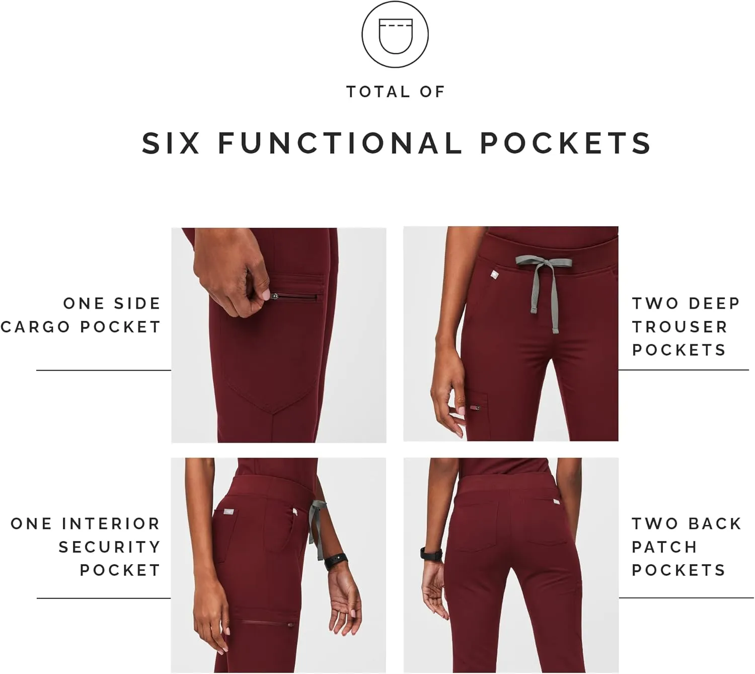 FIGS Zamora Jogger Style Scrub Pants for Women — Slim Fit, 6 Pockets, Yoga Waistband, Ribbed Ankle Cuffs, Anti-Wrinkle