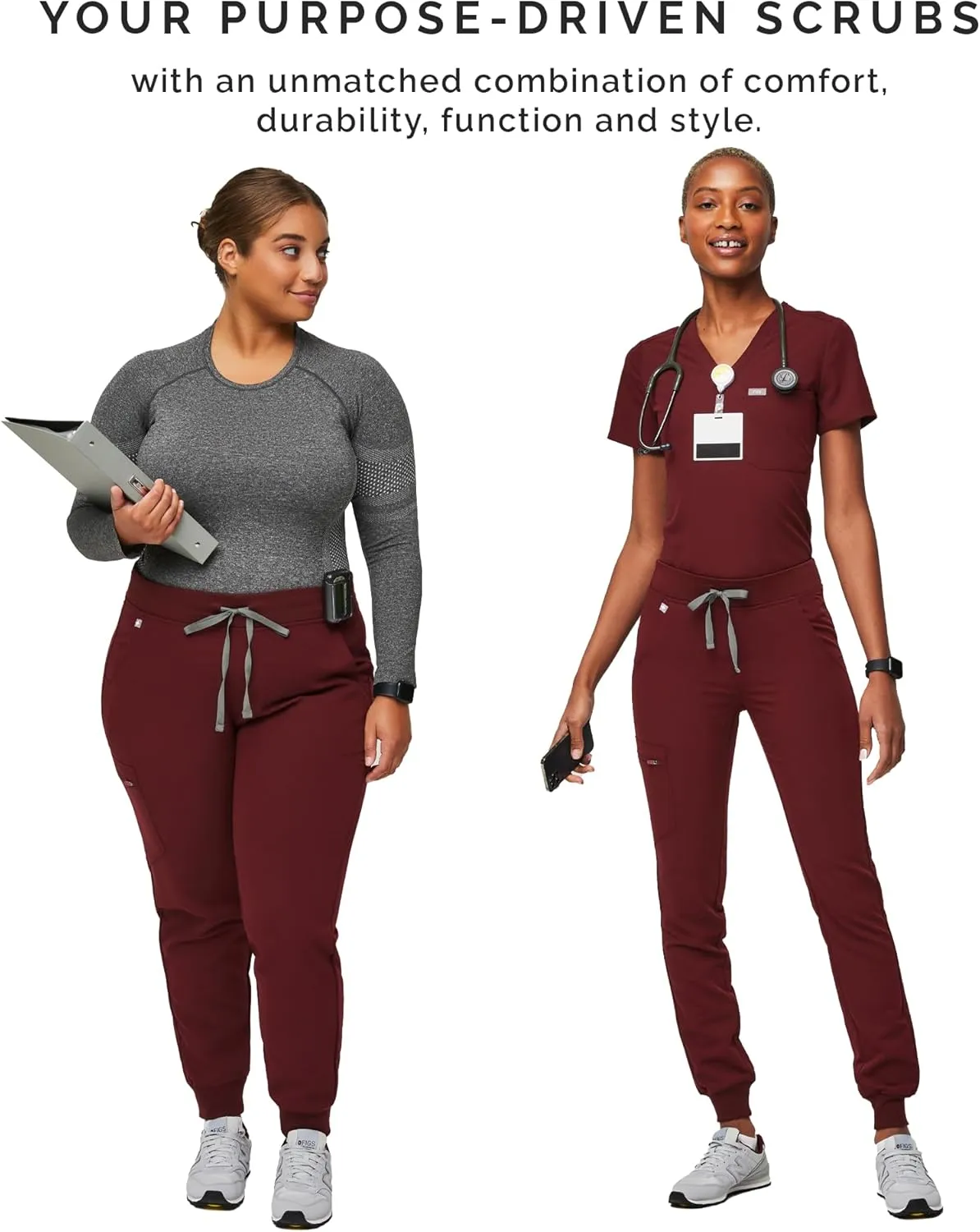 FIGS Zamora Jogger Style Scrub Pants for Women — Slim Fit, 6 Pockets, Yoga Waistband, Ribbed Ankle Cuffs, Anti-Wrinkle