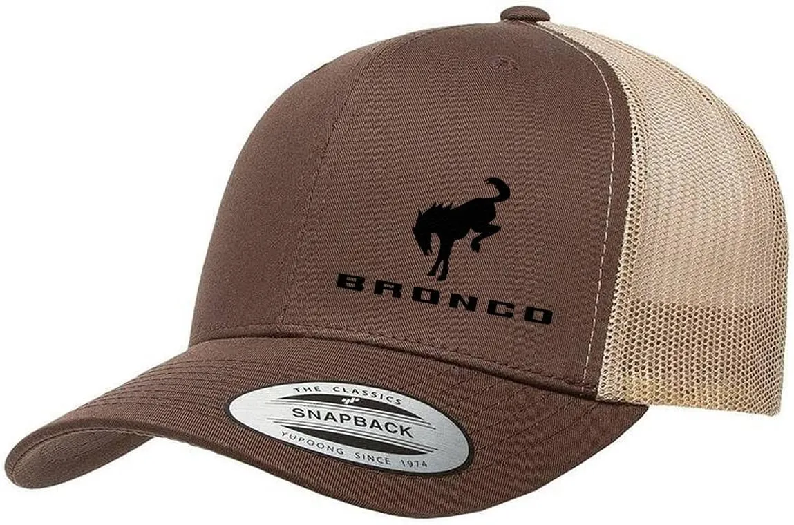 Ford Bronco Logo New Side Panel Fully Embroidered Yupoong 6606 Snapback Trucker Fitted Cap