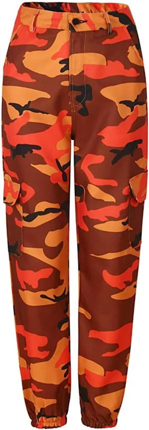 FULA-bao Women High Waist Cargo Pants Casual Active Loose Fit Military Multi-Pockets Hip Hop Jogger Pants Trousers