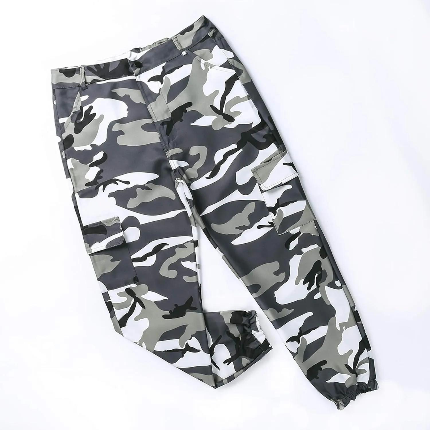 FULA-bao Women High Waist Cargo Pants Casual Active Loose Fit Military Multi-Pockets Hip Hop Jogger Pants Trousers