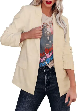 GOKKILRW Womens Casual Blazer Cardigans 2024 Trendy Lightweight Long Sleeve Open Front Work Suit Office Business Jacket Coats
