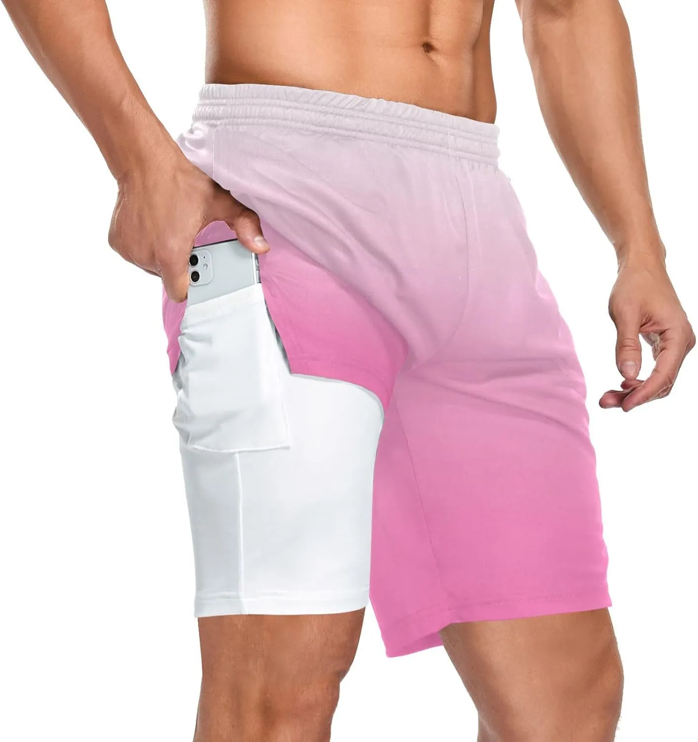 Gradient Blue Athletic Shorts for Men with Pockets and Liners Quick Dry Running Workout Shorts S Gradient Blue