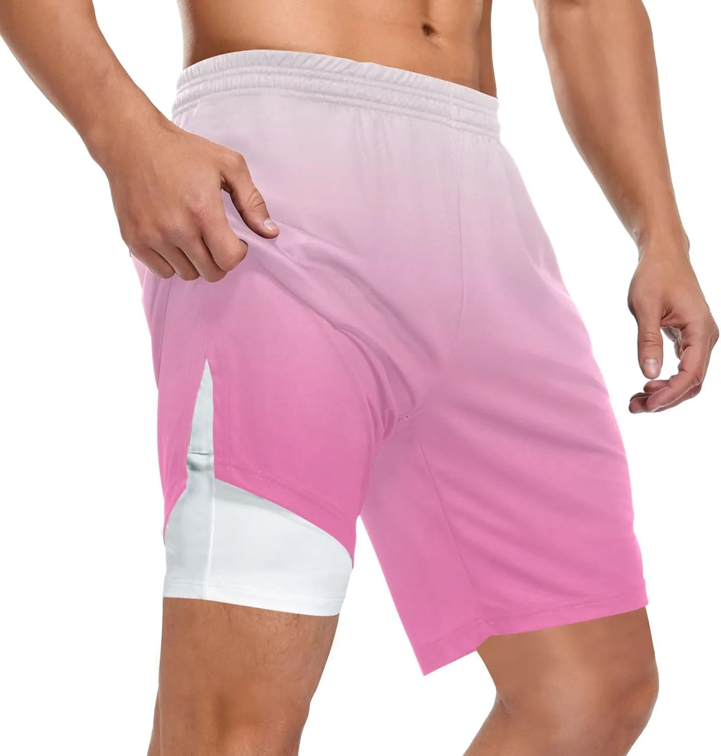 Gradient Blue Athletic Shorts for Men with Pockets and Liners Quick Dry Running Workout Shorts S Gradient Blue