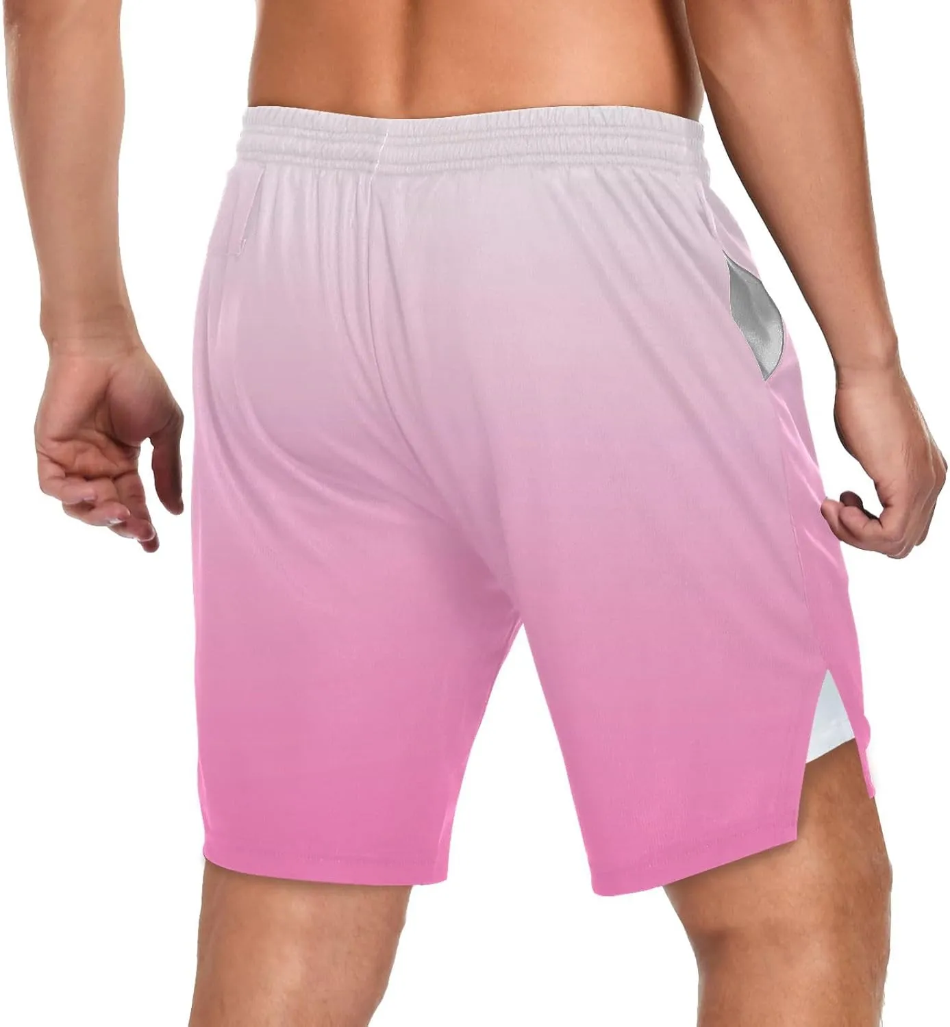 Gradient Blue Athletic Shorts for Men with Pockets and Liners Quick Dry Running Workout Shorts S Gradient Blue