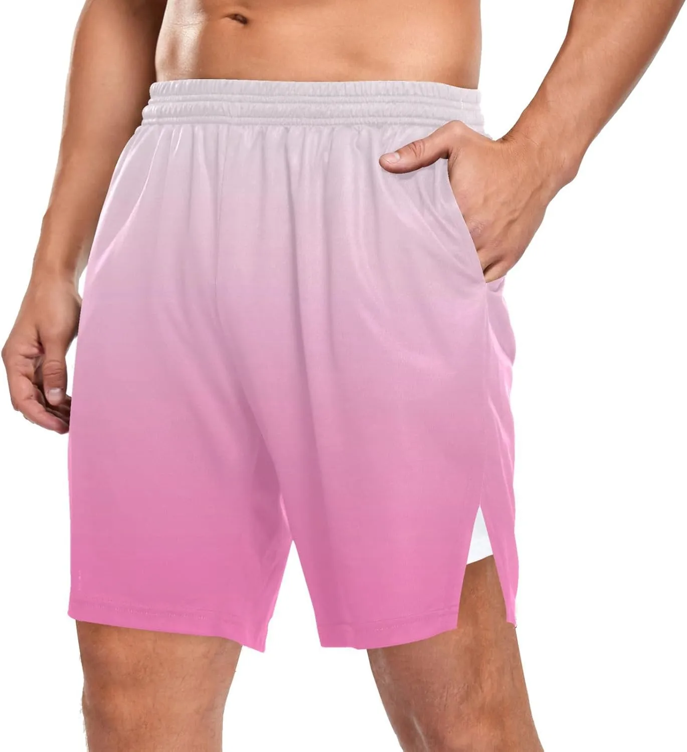 Gradient Blue Athletic Shorts for Men with Pockets and Liners Quick Dry Running Workout Shorts S Gradient Blue