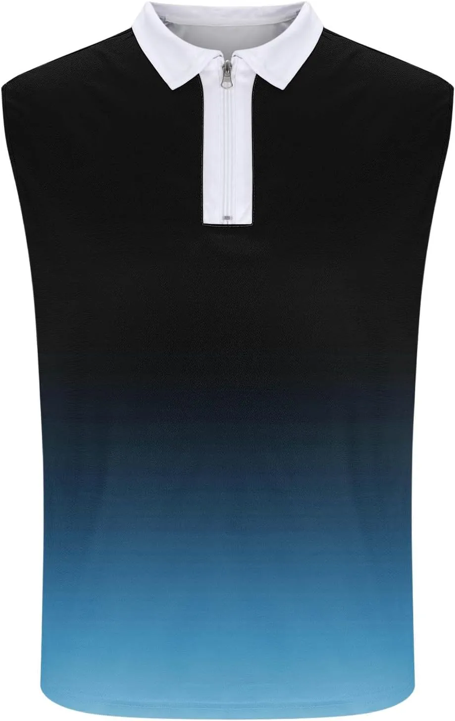 Gradient Zip Collared Tank Tops for Men Trendy Muscle Sleeveless T Shirts Summer Casual Golf Training Workout Gym Top