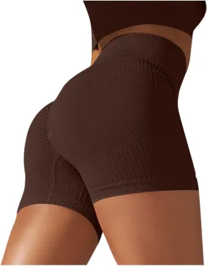 Gym Shorts Women Soft Plus Size Butt Lifting Shorts Casual Ribbed Seamless Yoga Shorts High Waisted Workout Shorts