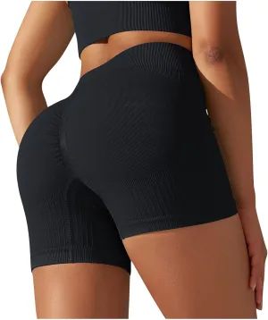Gym Shorts Women Soft Plus Size Butt Lifting Shorts Casual Ribbed Seamless Yoga Shorts High Waisted Workout Shorts