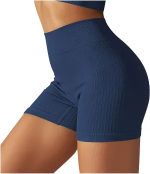 Gym Shorts Women Soft Plus Size Butt Lifting Shorts Casual Ribbed Seamless Yoga Shorts High Waisted Workout Shorts