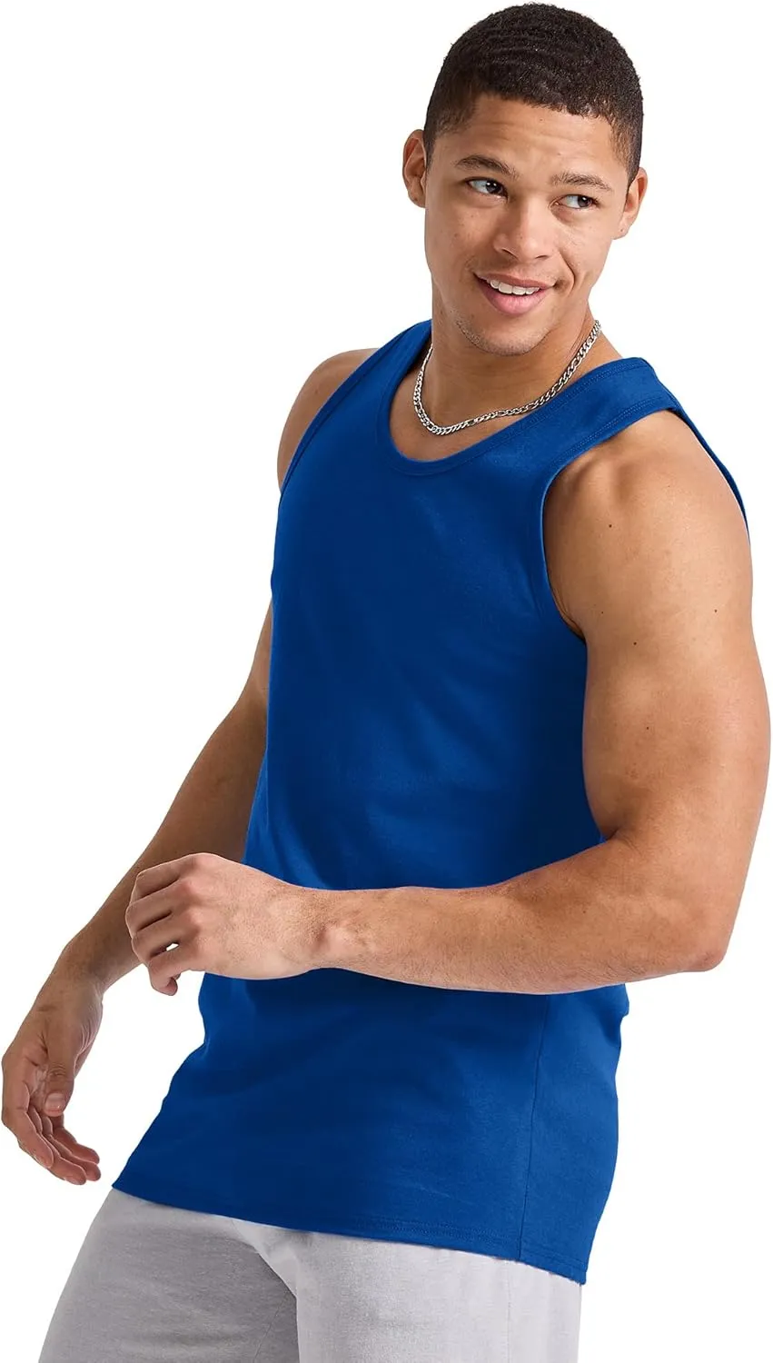 Hanes Men's Essentials Top Pack, Midweight Cotton Tanks, Sleeveless Shirts, 3-Pack