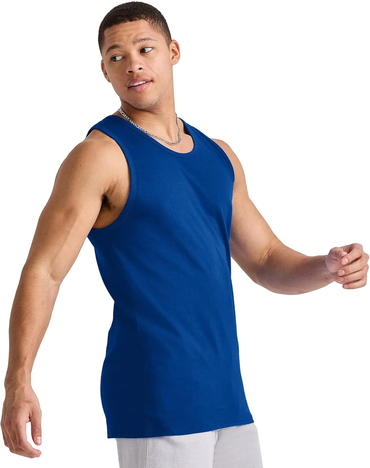 Hanes Men's Essentials Top Pack, Midweight Cotton Tanks, Sleeveless Shirts, 3-Pack