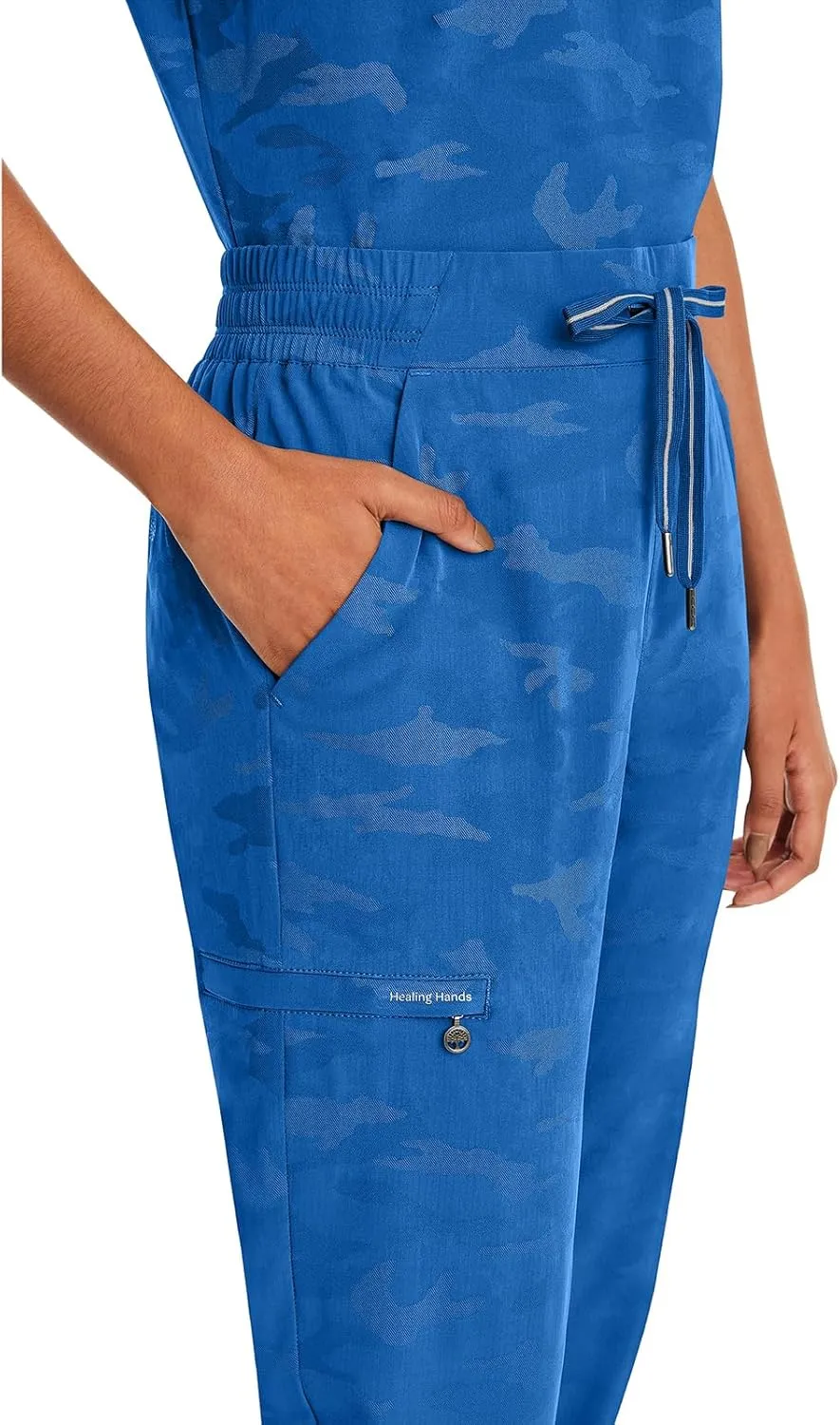 Healing Hands Scrub for Women Cargo Jogger Pants with Drawstring Waistband,360° Stretch Fabric, and Elastic Leg Cuff 9350