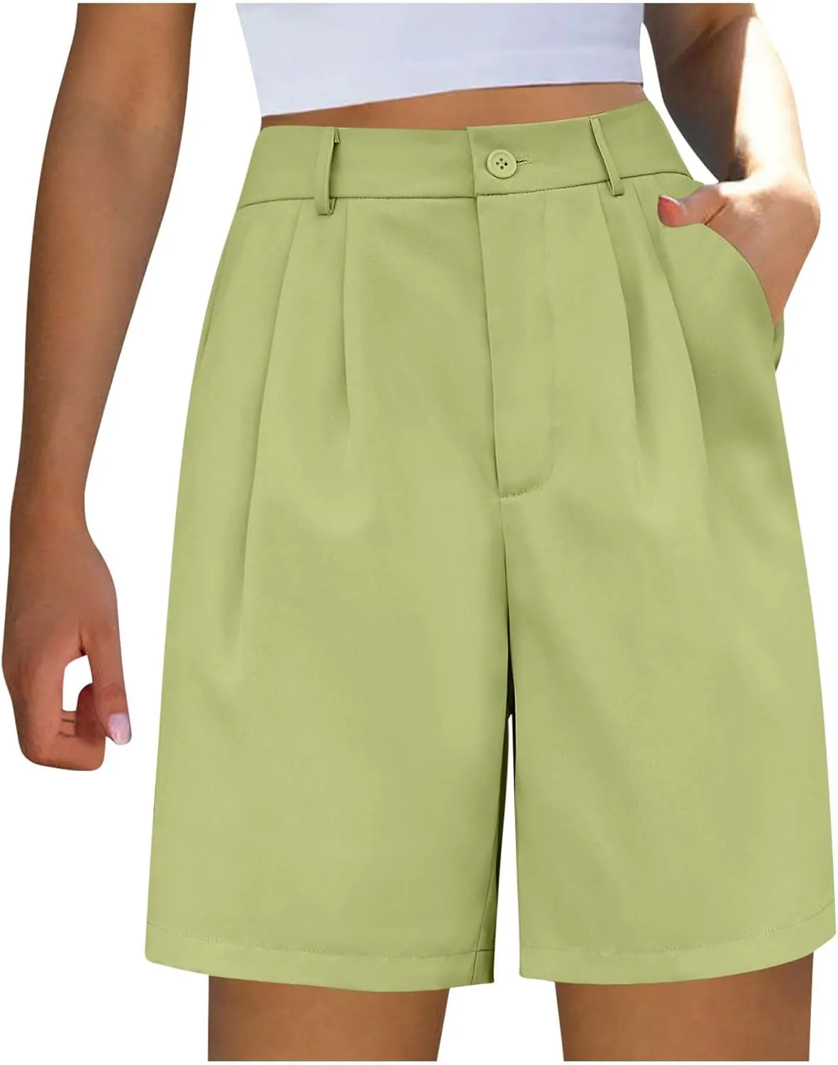 High Waisted Shorts Women Dressy Wide Leg Shorts Casual Pleated Shorts Loose Loose Summer Bermuda Shorts Tendy Shorts
