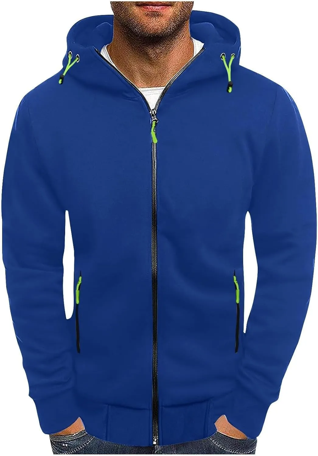 Hoodies for Men Zip up Fall Spring Casual Long Sleeve Sweatshirts Sports Training Hooded Jackets with Zip Pockets