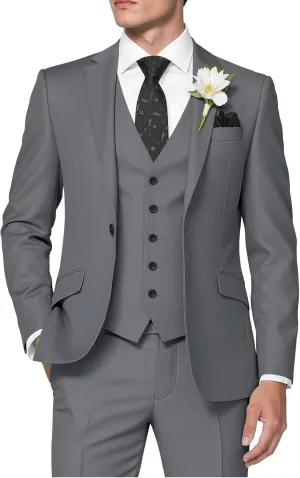 HUUTOE Men's 3 Piece Suits Slim Fit Wedding Suits for Men Prom Dress Suit Summer Blazer Jacket Vest Pants Tuxedo Set Men