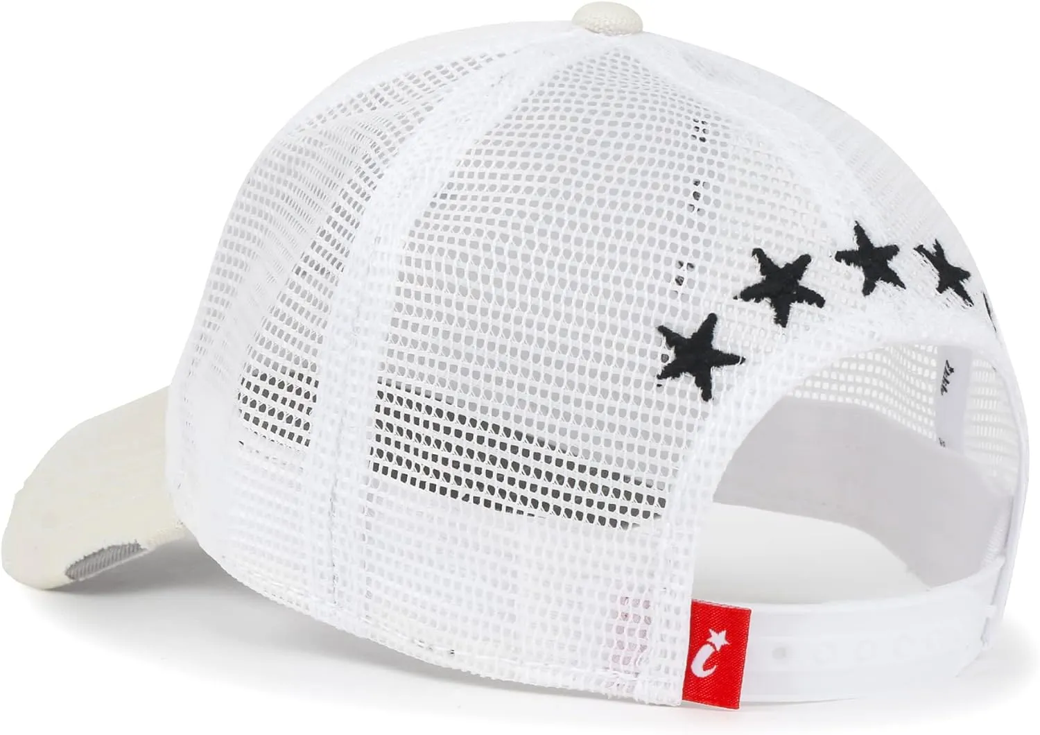ililily Star Embroidery Black White Trucker Hat Cotton Baseball Cap