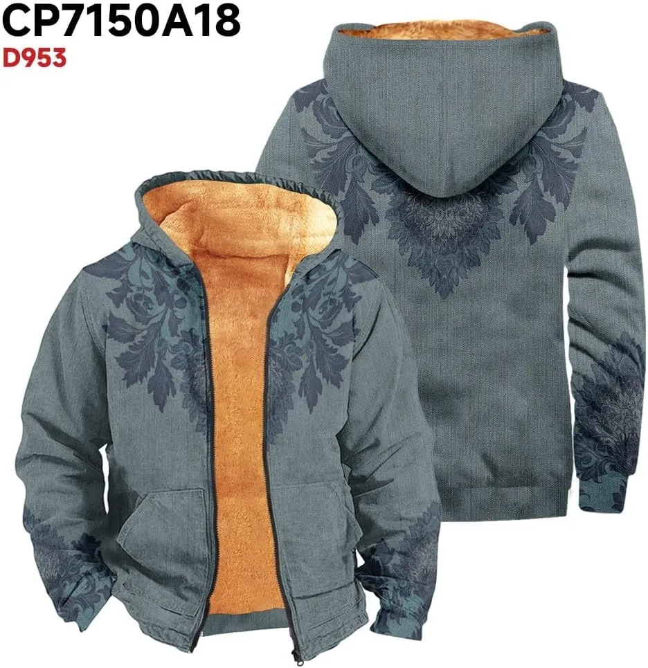 Jackets For Men Winter Clothes Vintage Padded Hoodies Fashion Casual Graphic Long Sleeve Thickened Workout Coats