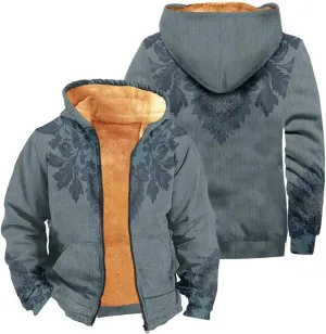 Jackets For Men Winter Clothes Vintage Padded Hoodies Fashion Casual Graphic Long Sleeve Thickened Workout Coats