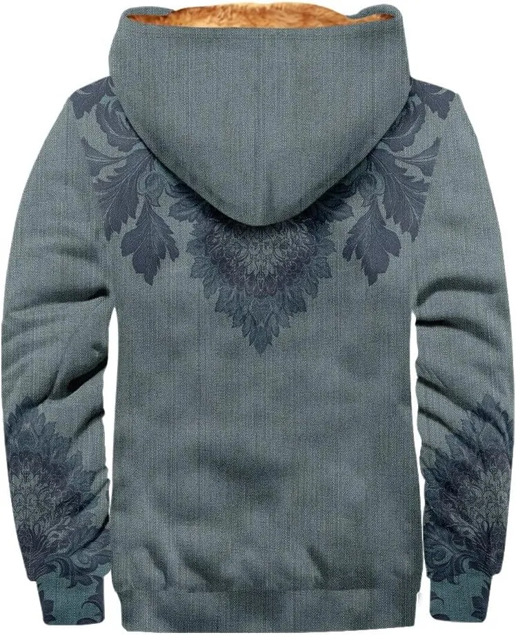 Jackets For Men Winter Clothes Vintage Padded Hoodies Fashion Casual Graphic Long Sleeve Thickened Workout Coats