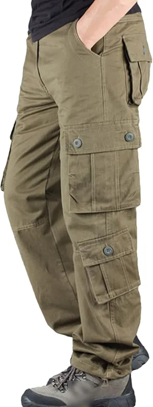 JEsilunmaMY Men's Straight Cargo Pants Multi-Pocket Slacks Casual Loose Jogger Pants Military Army Combat Outdoor Trousers