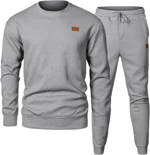 JMIERR Mens 2 Piece Outfits Knit Jacquard Pullover Sweatshirt Tracksuit & Joggers Sweatpants Sweatsuit Sets with Pockets