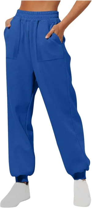Jogger Sweatpants Women High Waisted Fall Pants Fleece Lined Joggers Casual Pants Drawstring Athletic Pants Trousers