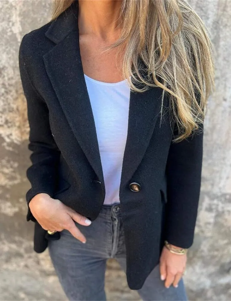 Kinghua Wool Coats for Women Trench Coat Long Sleeve Blazers for Work Casual Fall Winter Peacoat