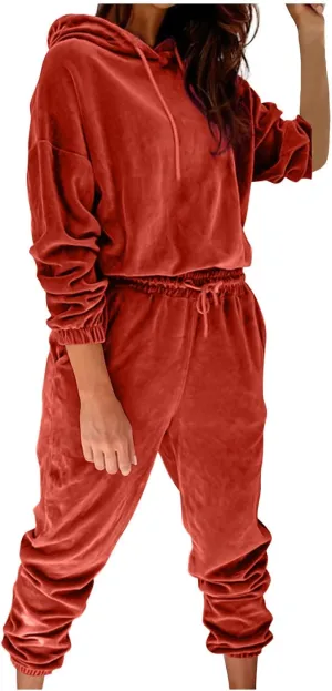 Lastesso Sweatsuits for Women Set 2 Piece Soft Velour Track Suits Vintage Sweatshirts Soft Sweatpants Classiac Track Suits