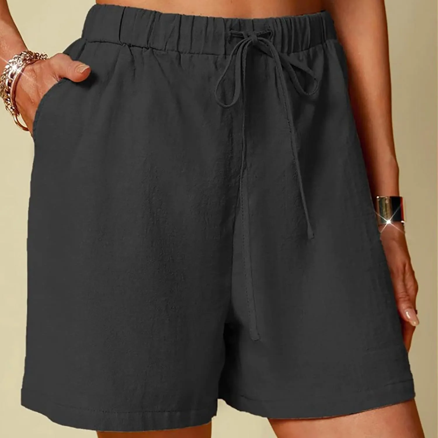 lcepcy Womens Linen Casual Shorts High Waisted Comfy Shorts Summer Contton Linen Shorts with Pockets