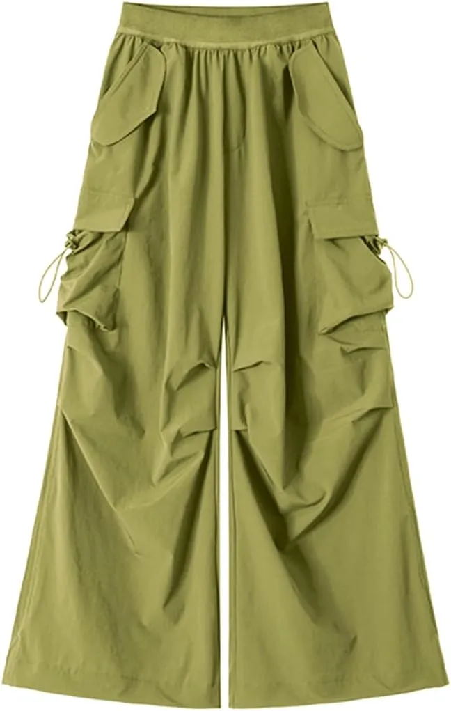 Lightweight Silky Jogger Pants for Girls Kids & Toddler Warm Weather Cargo Loose High Waisted Pants