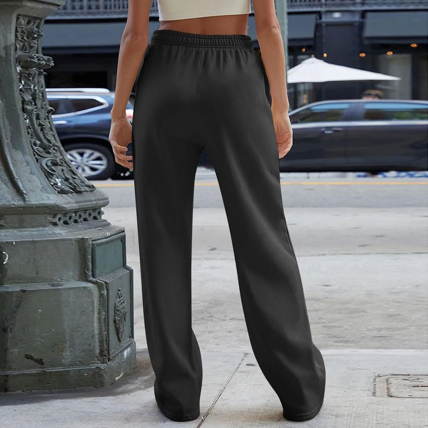 Lightweight Wide Leg Sweatpants Women 2025 Trendy Interior Drawstring High Waist Sweat Pants Baggy Lounge Jogger Pants