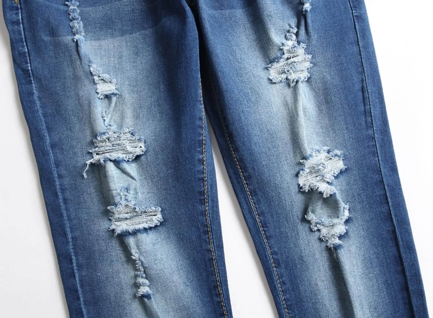LONGBIDA Women's Stretch Ripped Jeans Skinny Distressed Destroyed Cuffed Denim Pants