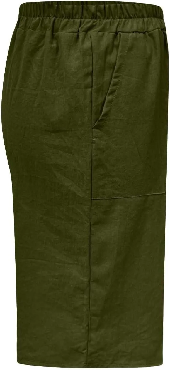 Lounge Shorts for Womens Summer Trendy Loose Solid Color Comfy Cropped Pants Stretch Waisted Knee Length Pockets Short
