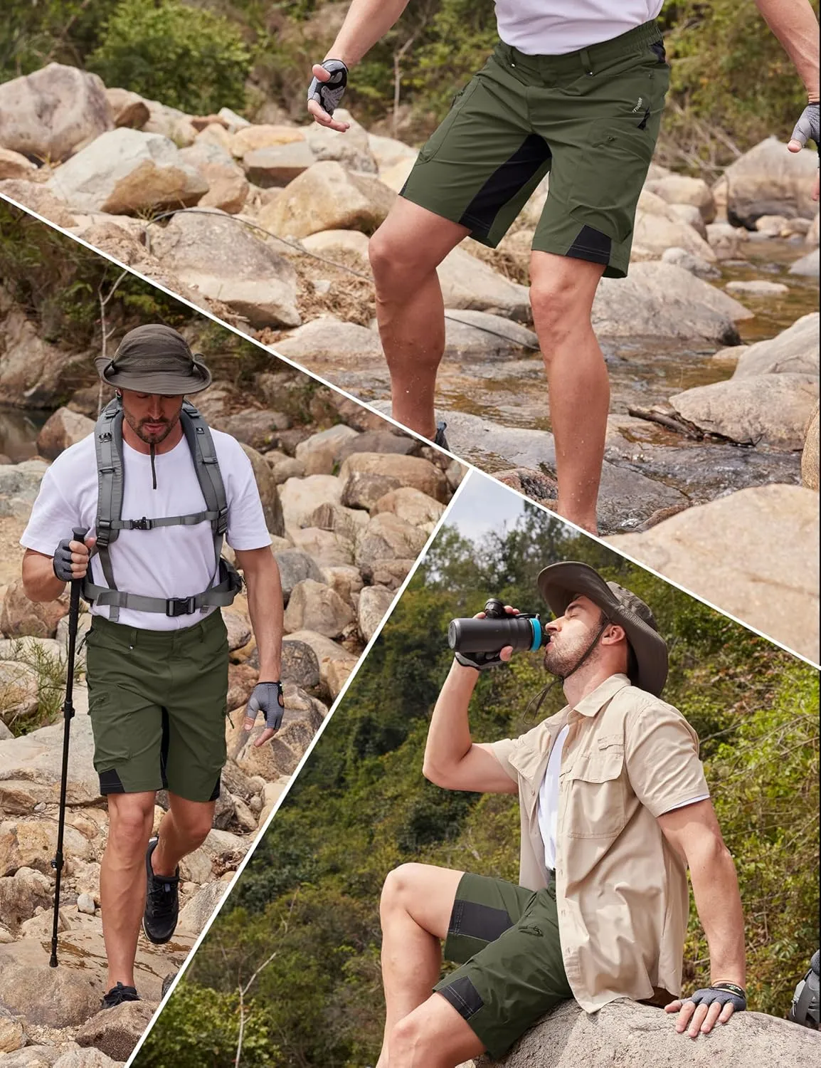 MAGCOMSEN Men's Hiking Shorts 5 Pockets Ripstop, Quick Dry, Summer Athletic Shorts for Workout, Hiking, Cycling