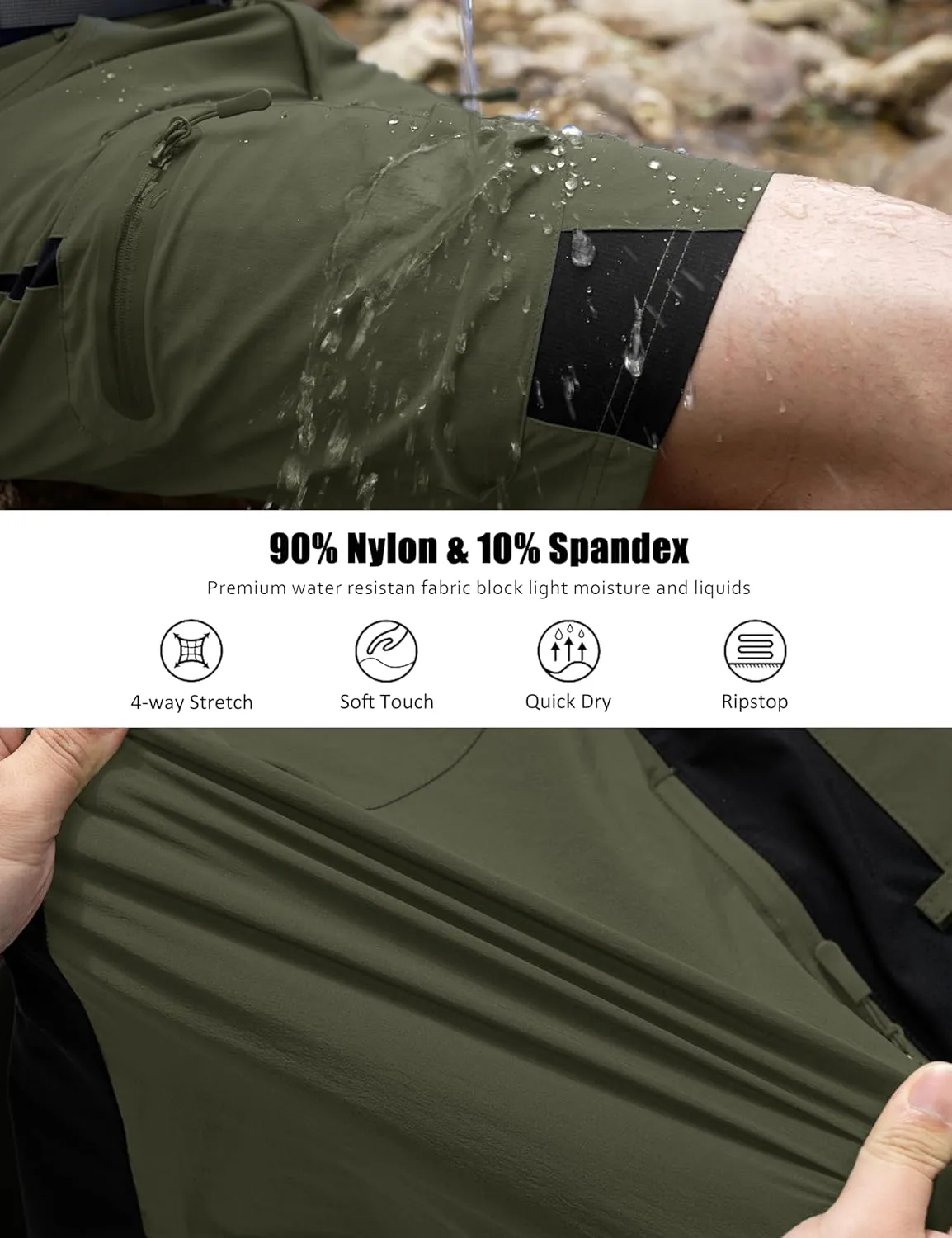 MAGCOMSEN Men's Hiking Shorts 5 Pockets Ripstop, Quick Dry, Summer Athletic Shorts for Workout, Hiking, Cycling