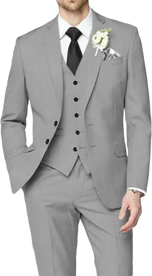Man's 3 Piece Suit Linen Slim Fit Tuxedo Casual Wedding Beach Dinner Prom Blazer Jacket Vest Pants Suit Set
