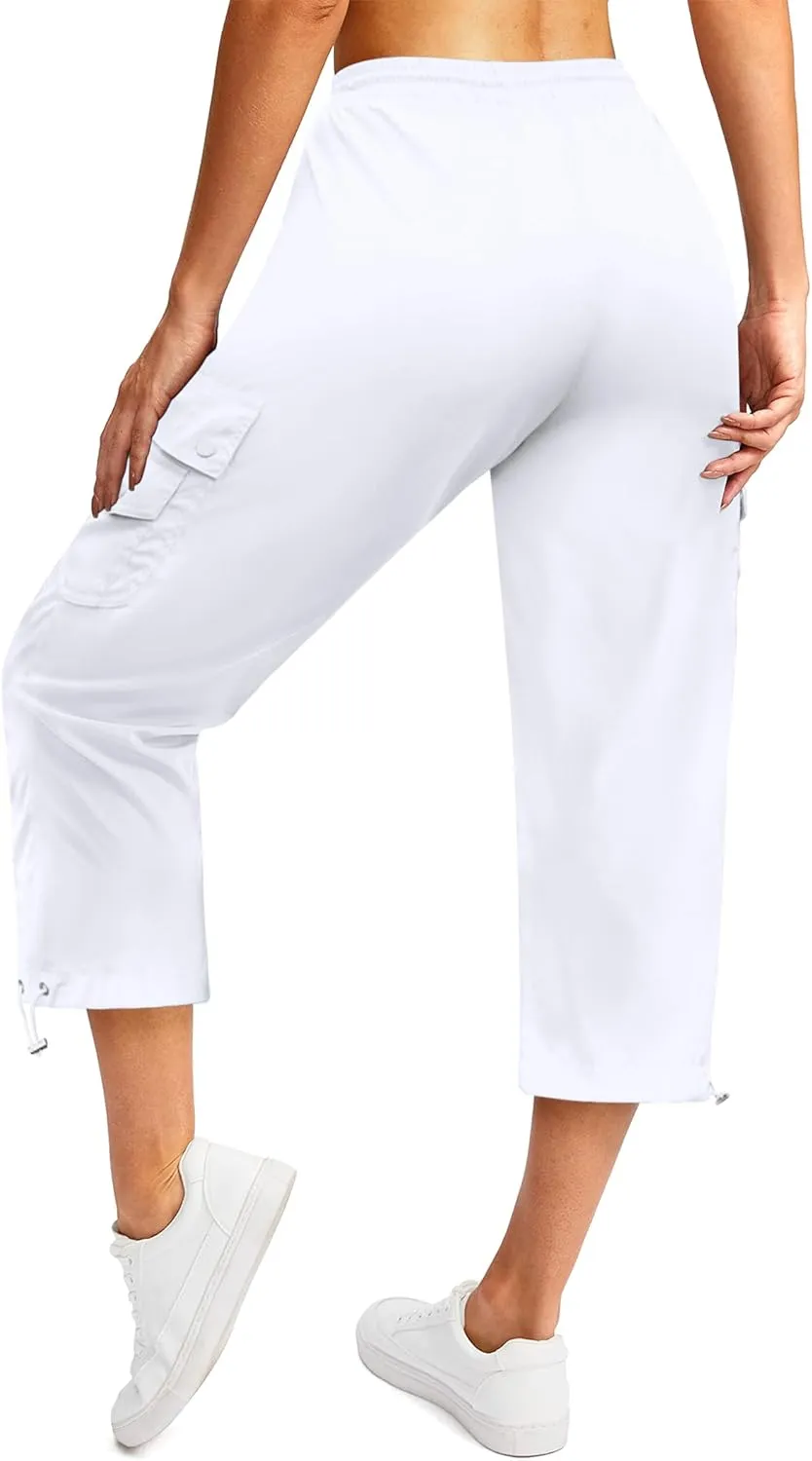 Marvmys Women's Cargo Capris Hiking Pants Lightweight Quick Dry Athletic Travel Cropped Pants with 6 Pockets