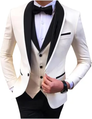 Men Suits Slim Fit 3 Pieces Wedding Formal Business Tuxedos One Button