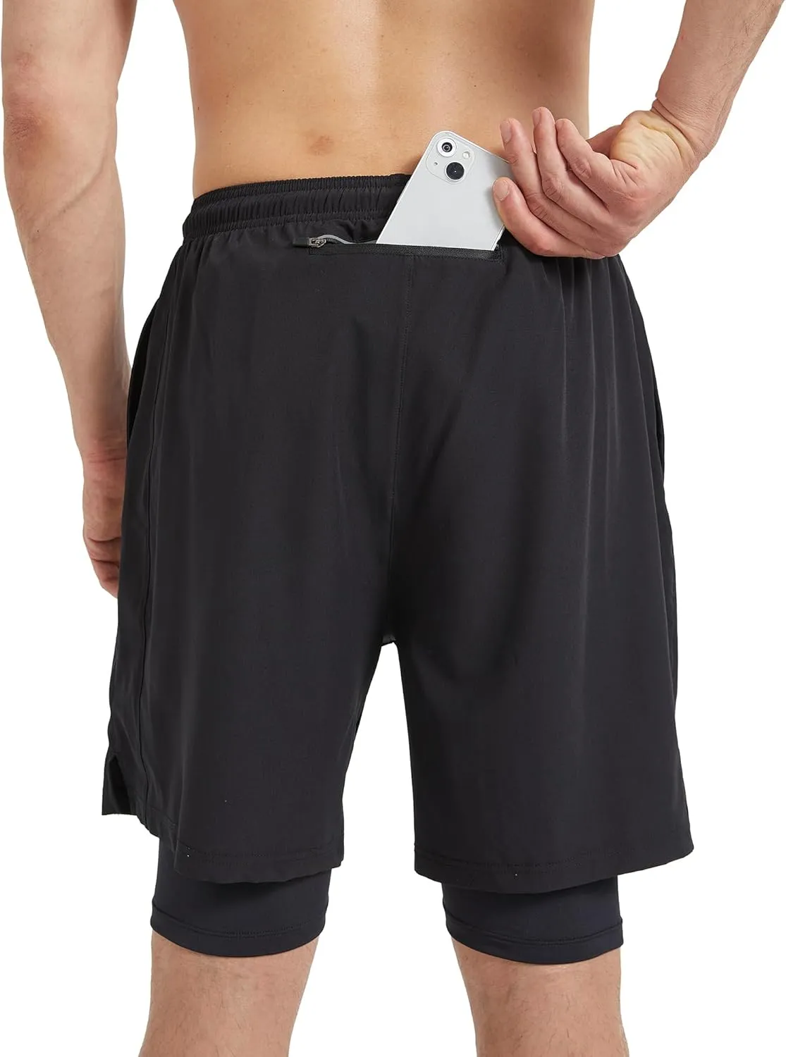 Men's 2-in-1 Athletic Running Shorts 7" Dry Fit Workout Gym Outdoor Sports Wear with Multiple Pockets Training Short