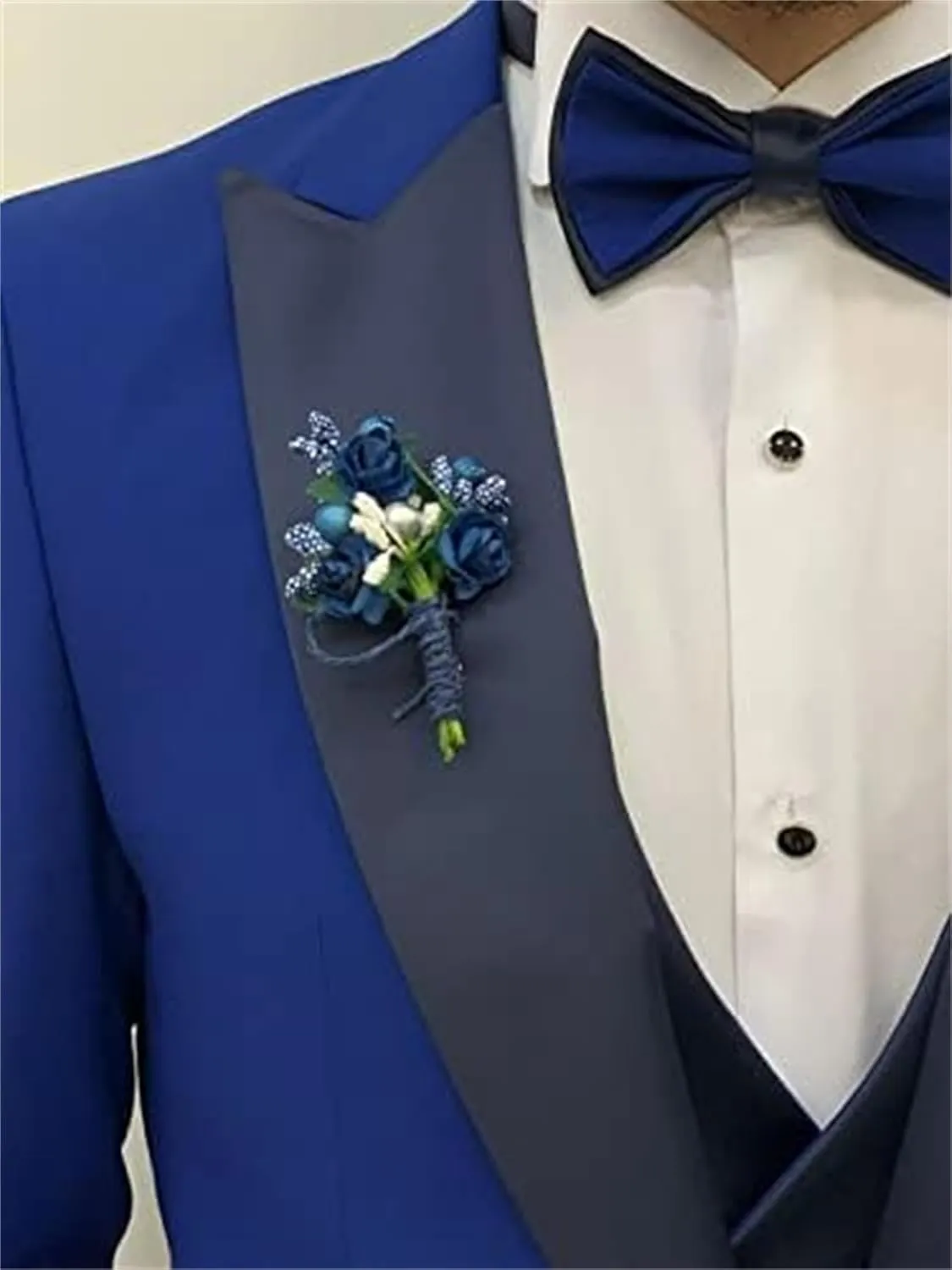 Mens 3 Piece Suit Blazer, Slim Fit Tux with One Button, Jacket Vest Pants & Tie Set for Party, Wedding and Business