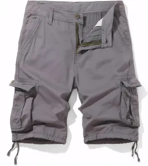 Men's Cargo Shorts Utility Work Shorts Cotton 6 Pockets Outdoor Hiking Shorts