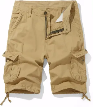 Men's Cargo Shorts Utility Work Shorts Cotton 6 Pockets Outdoor Hiking Shorts