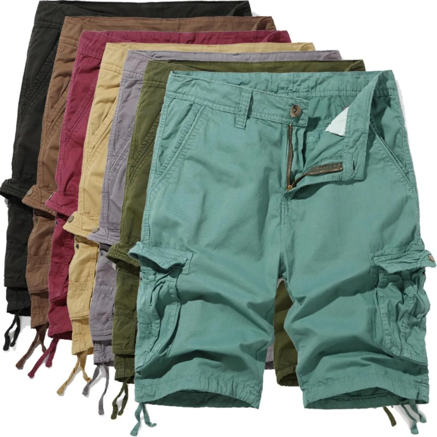 Men's Cargo Shorts Utility Work Shorts Cotton 6 Pockets Outdoor Hiking Shorts