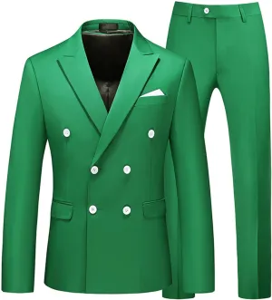 Men's Casual Business 2 Piece Suit Sets Slim Fit Double Breasted Blazer Jacket Pants Set Wedding Prom Tuxedo Suits