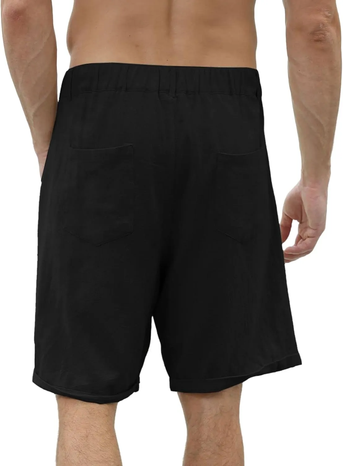 Men's Casual Cotton Linen Shorts Casual Stretch Wide Leg Lounge Shorts Loose Lightweight Summer Beach Shorts with Pockets