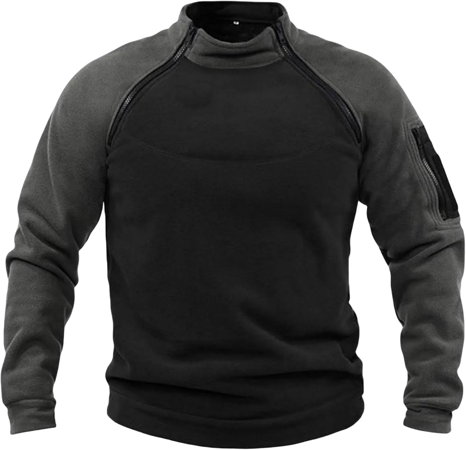 Mens Combat Tactical Shirts Casual Military Fleece Mockneck Side Zipper Warm Outdoor Work Pullover Big-Tall Tops